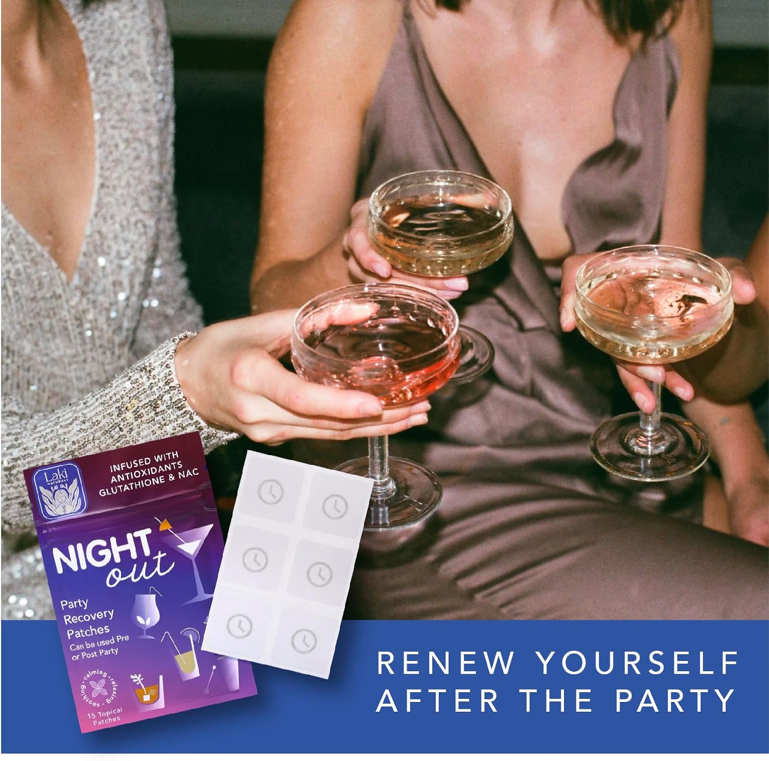 Laki Naturals 15 - Night Out Party Patch, Antioxidante para Recuperación Matutina