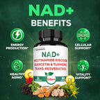 Satoomi NAD Suplemento para Mujeres - Nicotinamida Ribósido Resveratrol 900mg, Quercetina, Cúrcuma, Astrágalo, Ginseng, Vitamina D3, Vitamina C - 60 Cápsulas