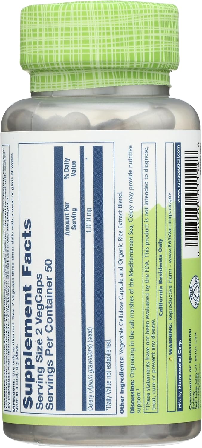 Solaray Semilla de Apio, 505mg, 100 Cápsulas Vegetales
