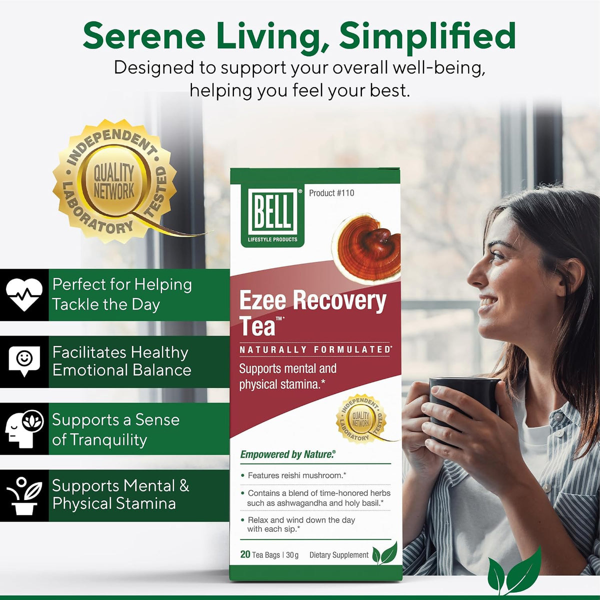 Ezee Recovery Tea – Mezcla de hierbas para – Albahaca santa (Ocimum sanctum): Conocida también como tulsi, es – Image 3