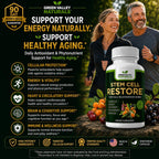 Stem Cell Restore | Complejo Antioxidante Celular con CyanthOx™ 30, Espino Amarillo, Semilla de Uva y Resveratrol | 60 Cápsulas Vegetarianas