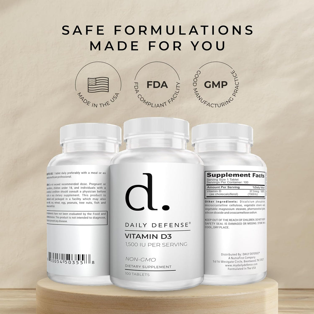 Immune Defense Supplements Vitamina D3 1500 IU, 100 Comprimidos