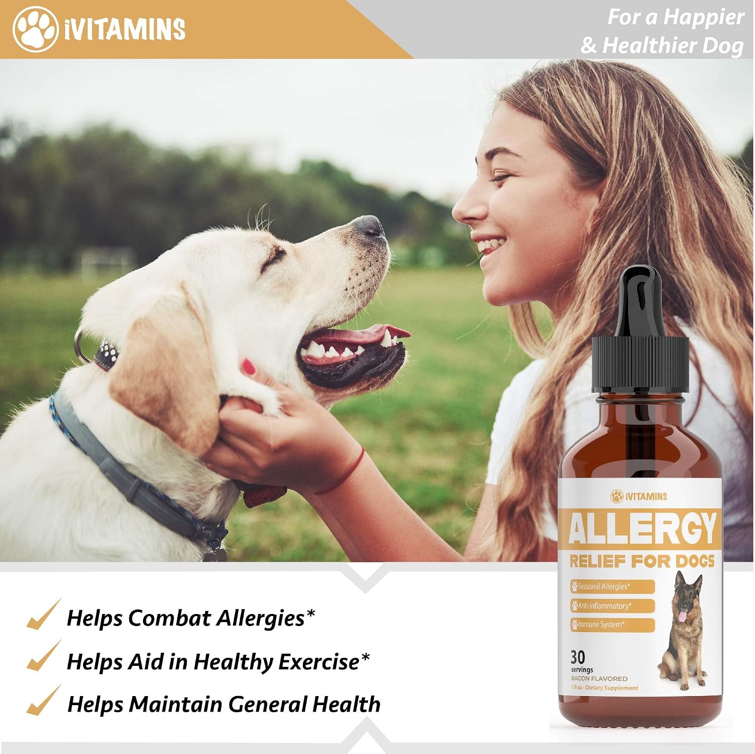 Alivio Natural para Alergias de Perros - Apoyo Contra Picazón y Estornudos - 30 ml