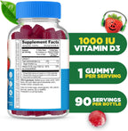 Lifeable Vitamina D3 para Niños 1000 IU Gominolas sin Azúcar 90 uds