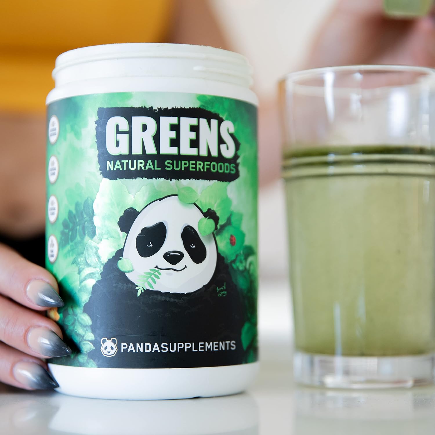 Panda Superfood Greens, Reds, Golds, Probiotics, Ashwagandha y Lion's Mane - Polvo de Superalimentos Naturales (Piña, 390 g)