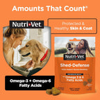 Nutri-Vet Shed Defense Snacks Blandos para Perros - Suplemento para Piel y Pelaje con Omega 3 de Aceite de Pescado, 60 Snacks