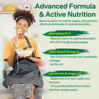 NEVISS Multivitamínico Vegano para Mujeres y Hombres - 60 Gominolas Sin Azúcar con B12, D3+K2, Omega-3, Hierro, Colina, Zinc