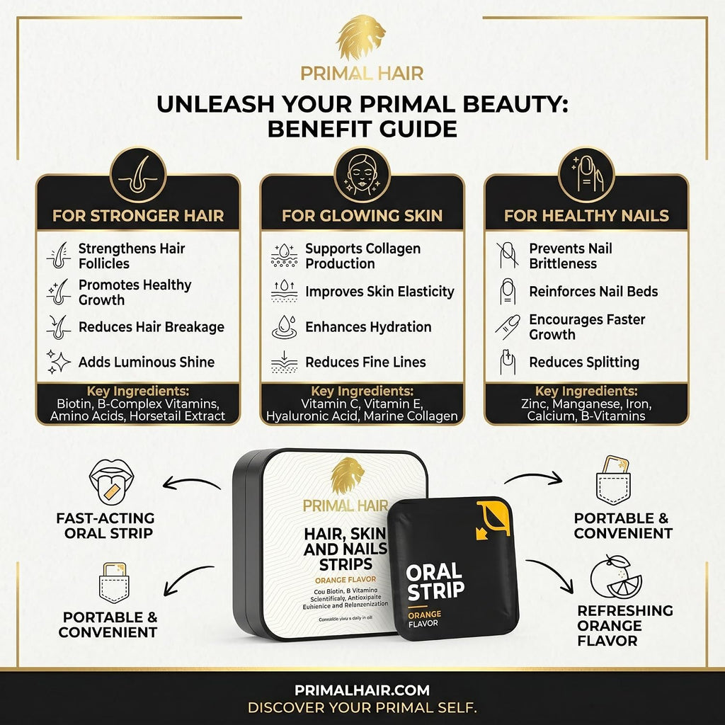Primal Hair Biotina 5000mcg Tiras Orales Sublinguales – 30 Unidades