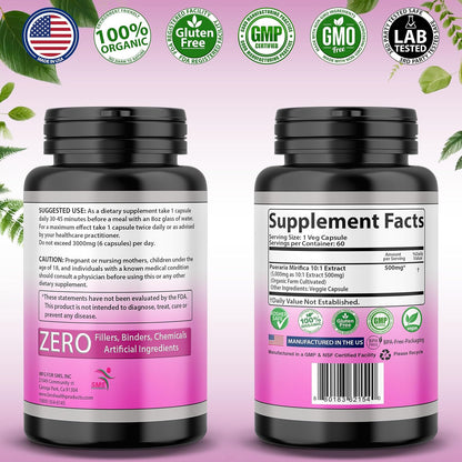 Pueraria Mirifica 500mg Root Extract - Suplemento Herbal para el Bienestar Femenino, 60 Cápsulas Veganas – Image 5