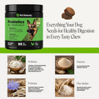 Probióticos para Perros con Prebióticos y Enzimas Digestivas - 6 Mil Millones de UFC - Sabor Pato - 90 Comprimidos Masticables - Pet Honesty