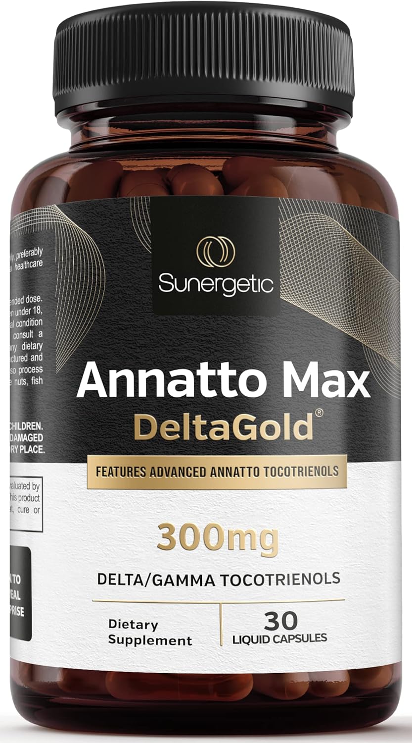Sunergetic Premium Annatto Tocotrienol – Vitamina E 300 mg – DeltaGold – 30 Cápsulas Líquidas