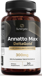 Sunergetic Annatto Tocotrienol – 300 mg con DeltaGold – 60 Cápsulas Blandas