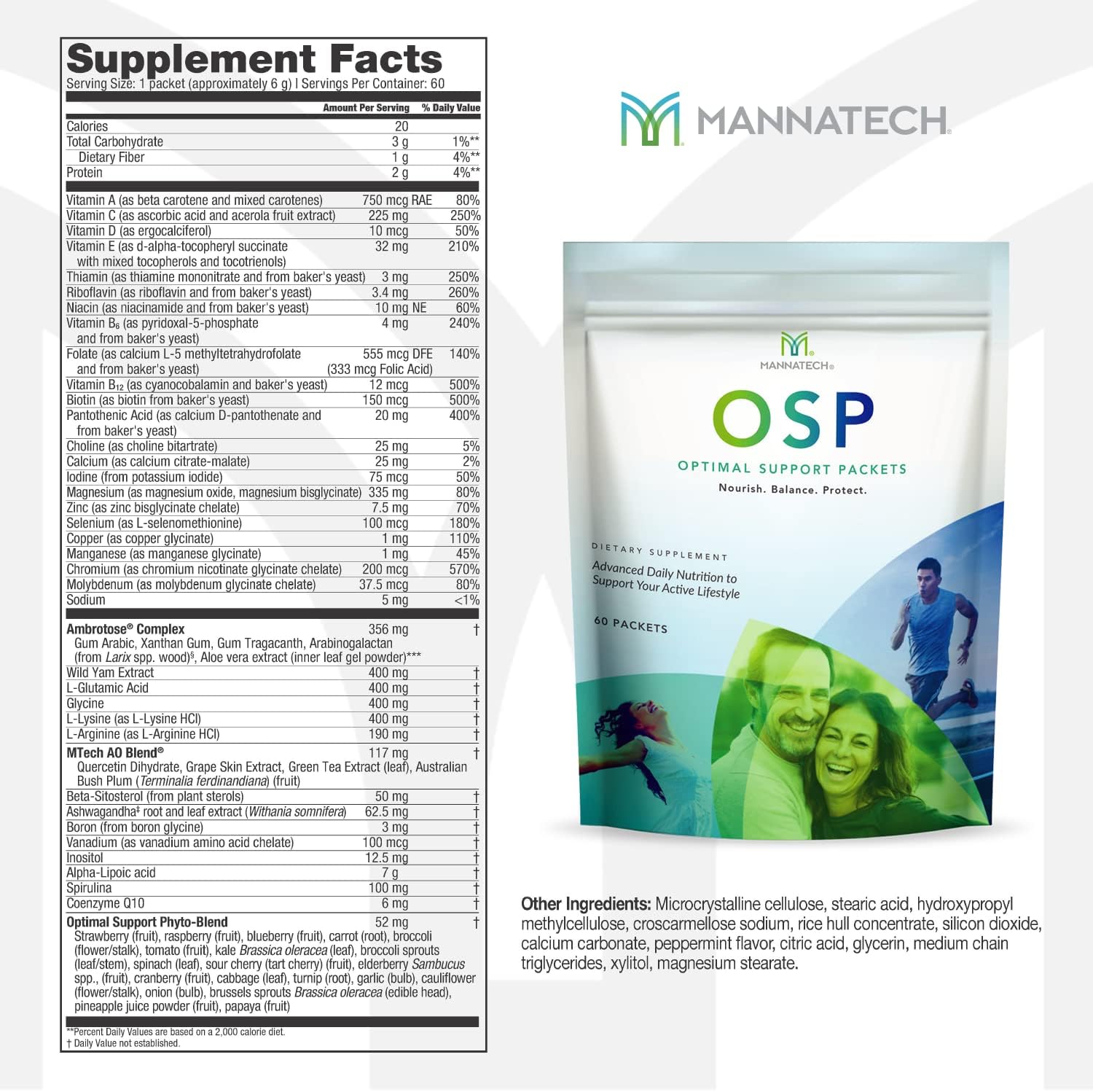 Mannatech More Than Just a Multivitamin - Paquetes Óptimos de Soporte (60 Sobres)
