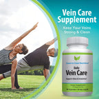 Daily Vein Care Supplement Capsules — Fórmula de Circulación con Calcio, Vitamina D3, Vitamina K2 y BioPerine para Máxima Absorción — 60 Cápsulas