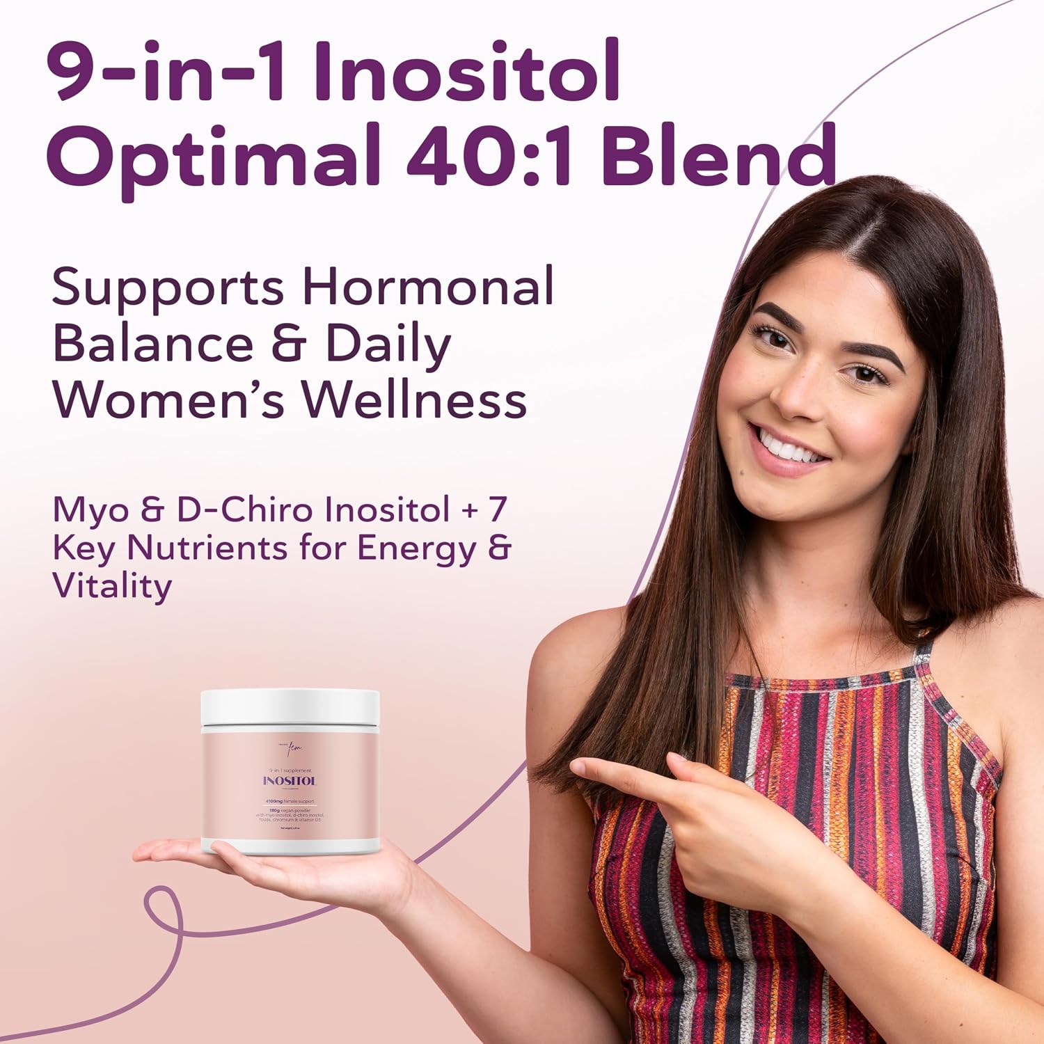 QSTA Myo-Inositol & D-Chiro Inositol 40:1 – 4100mg con Vitaminas y Minerales, 180 Cápsulas