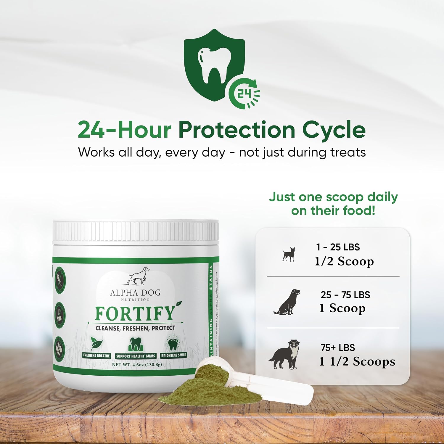Fortify Dental Powder - Polvo dental para perros con algas y probióticos