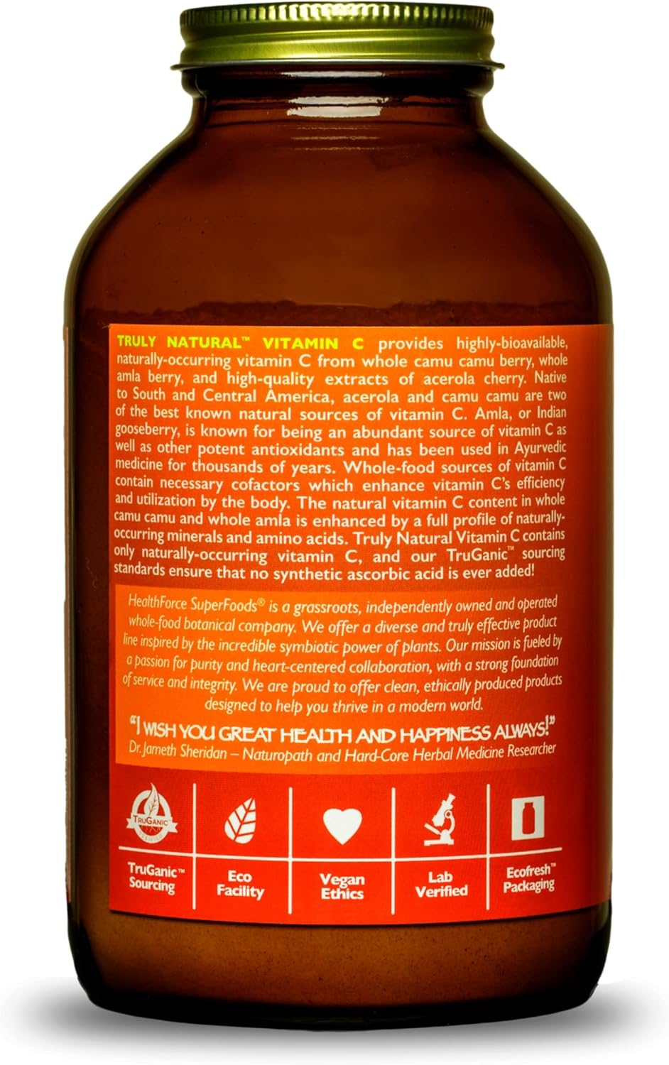 HEALTHFORCE SUPERFOODS Truly Natural Vitamin C – 400 g – Polvo de vitamina C natural con Camu Camu, Amla y Acerola