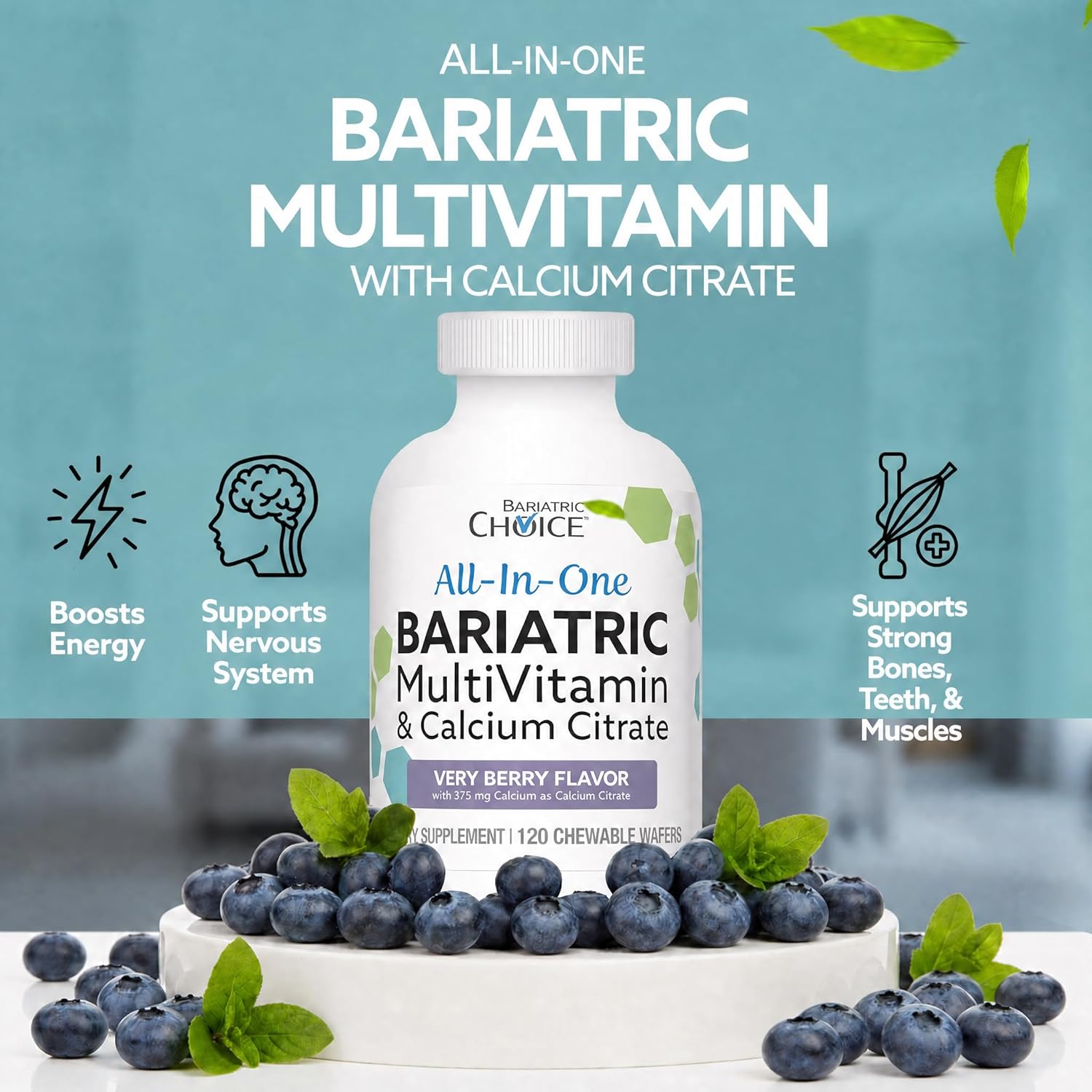 Bariatric Advantage Chewable All-in-One Multivitamin with Iron and Calcium Citrate, Very Berry Flavor (120 tablets)