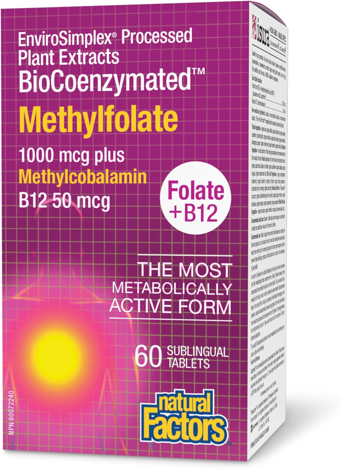 Natural Factors BioCoenzymated Metilfolato 1000 mcg, 60 Comprimidos