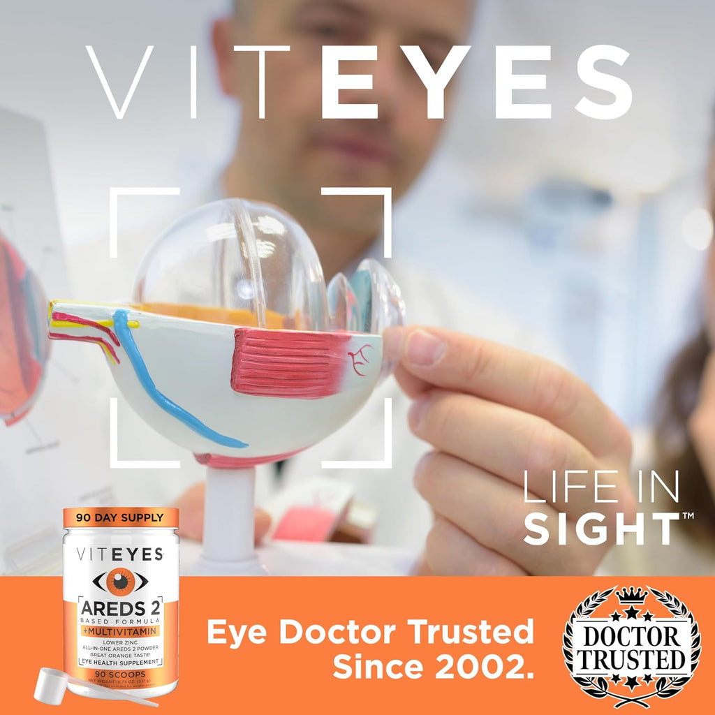 Viteyes AREDS 2 Powder + Complete Multivitamin - Macular Protection - Natural Orange Flavor - 90 Scoops
