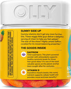OLLY Hello Happy Gummy Worms - Gomitas de Apoyo al Ánimo con Extracto de Azafrán y Vitamina D, Sabor Tropical Zing, 60 unidades