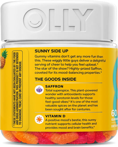OLLY Hello Happy Gummy Worms - Gomitas de Apoyo al Ánimo con Extracto de Azafrán y Vitamina D, Sabor Tropical Zing, 60 – Image 9
