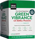 Vibrant Health, Green Vibrance Packets, Superalimento Vegano en Polvo Fácil de Transportar, 15 Paquetes