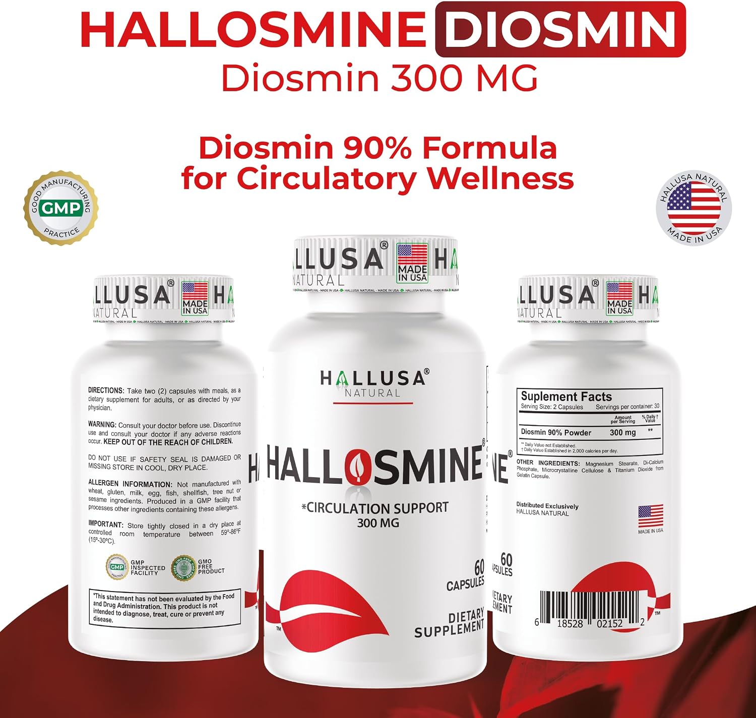 Hallusa Natural Diosmin Circulation 300mg - 60 Cápsulas