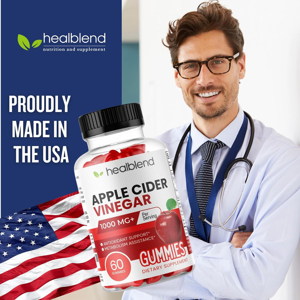 healblend Gomitas de Vinagre de Manzana con Vitamina B12, Remolacha y Granada - 120 Gomitas (2 Paquetes)