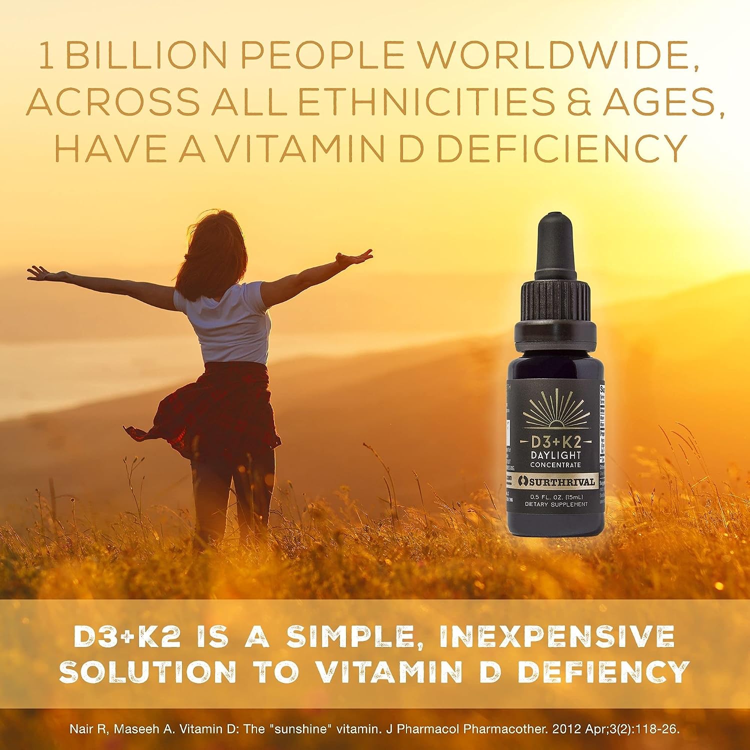 Surthrival Concentrado Daylight Vitamina D3+K2, 0.5 oz (270 dosis)