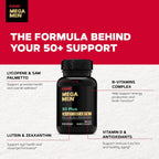 GNC Mega Men 50 Plus Multivitamínico para Hombres, Salud Cardíaca y Prostática, Vitaminas B, Saw Palmetto, Vitamina D-3, 60 Comprimidos