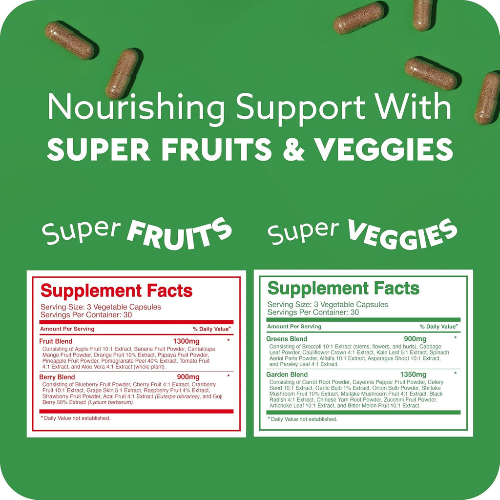 Feel Great Fruit and Vegetable Supplements - 20+ Super Reds & Greens, 180 Comprimidos (2 Envases de 90)