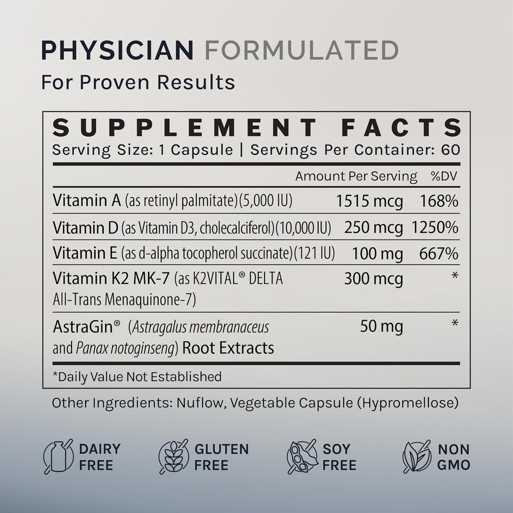 InfiniWell Defend Pro - Vitamina A, D3 y K2, 60 Cápsulas