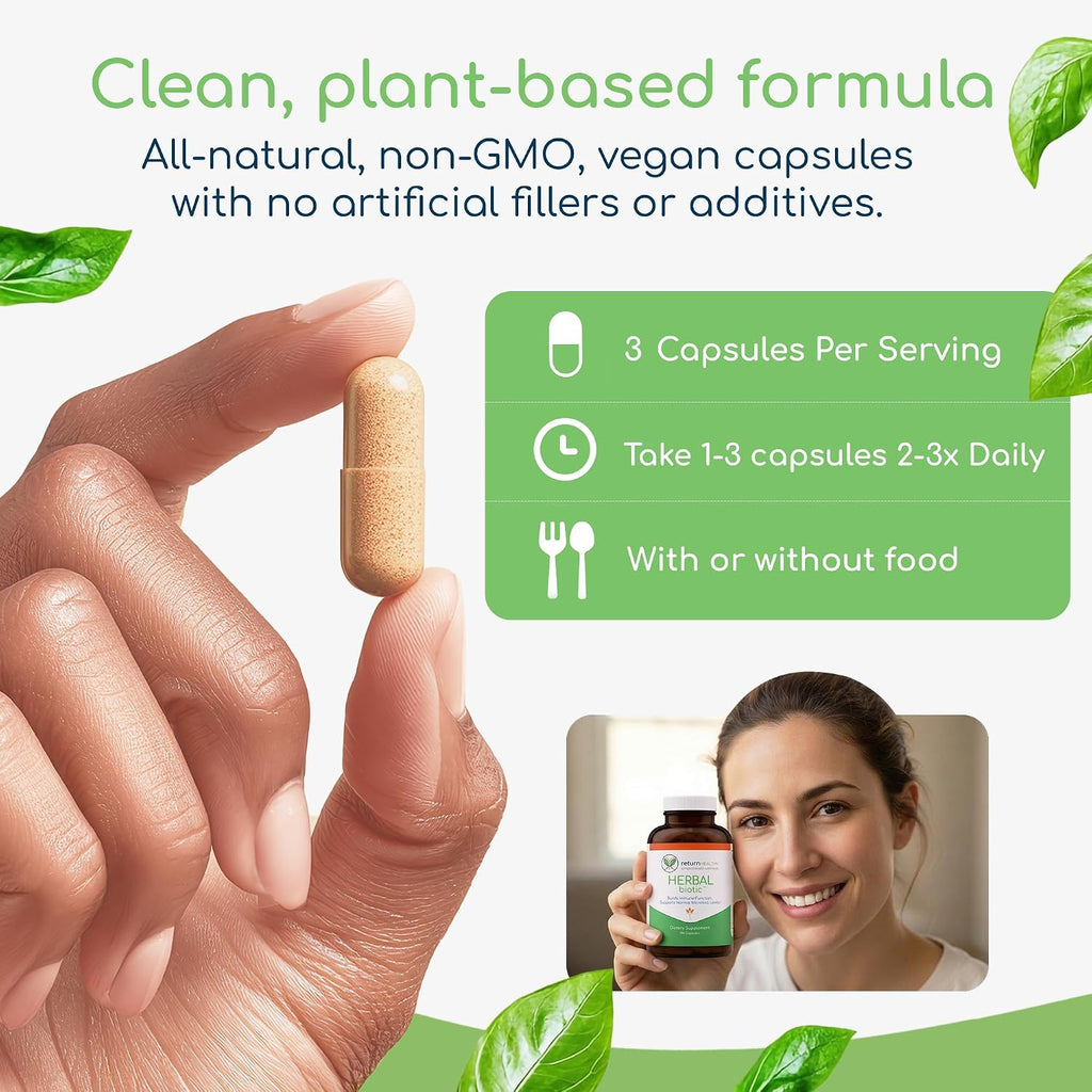 Herbal Biotic, Vitaminas de Apoyo Inmunitario, 120 Cápsulas Veganas