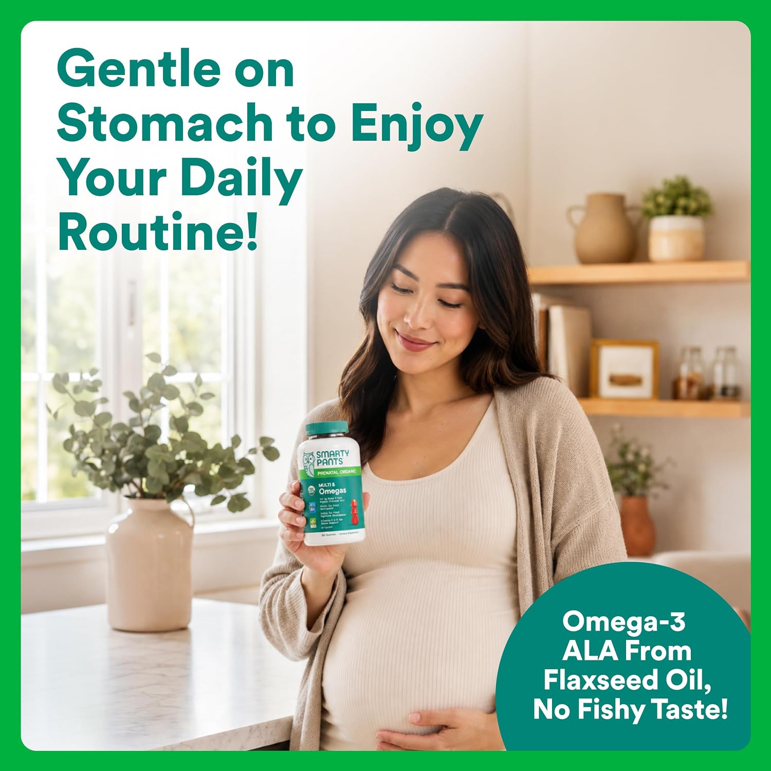 SmartyPants Vitaminas Prenatales Orgánicas para Mujeres, Gominolas Multivitamínicas: Biotina, Metilfolato, Omega 3 (ALA), Vitamina D3, C, Vitamina B12, B6, A, K2 y Zinc, Colina, Vegetariano, 120 unidades (Suministro para 30 días)