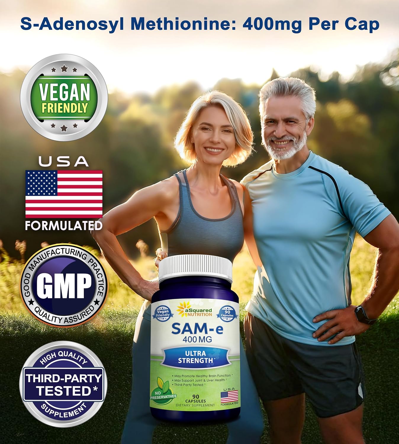 aSquared Nutrition SAM-e 400mg, 90 Cápsulas Veganas