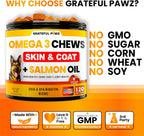 Grateful Pawz Omega 3 para Perros - Mordeduras de Aceite de Pescado con EPA y DHA