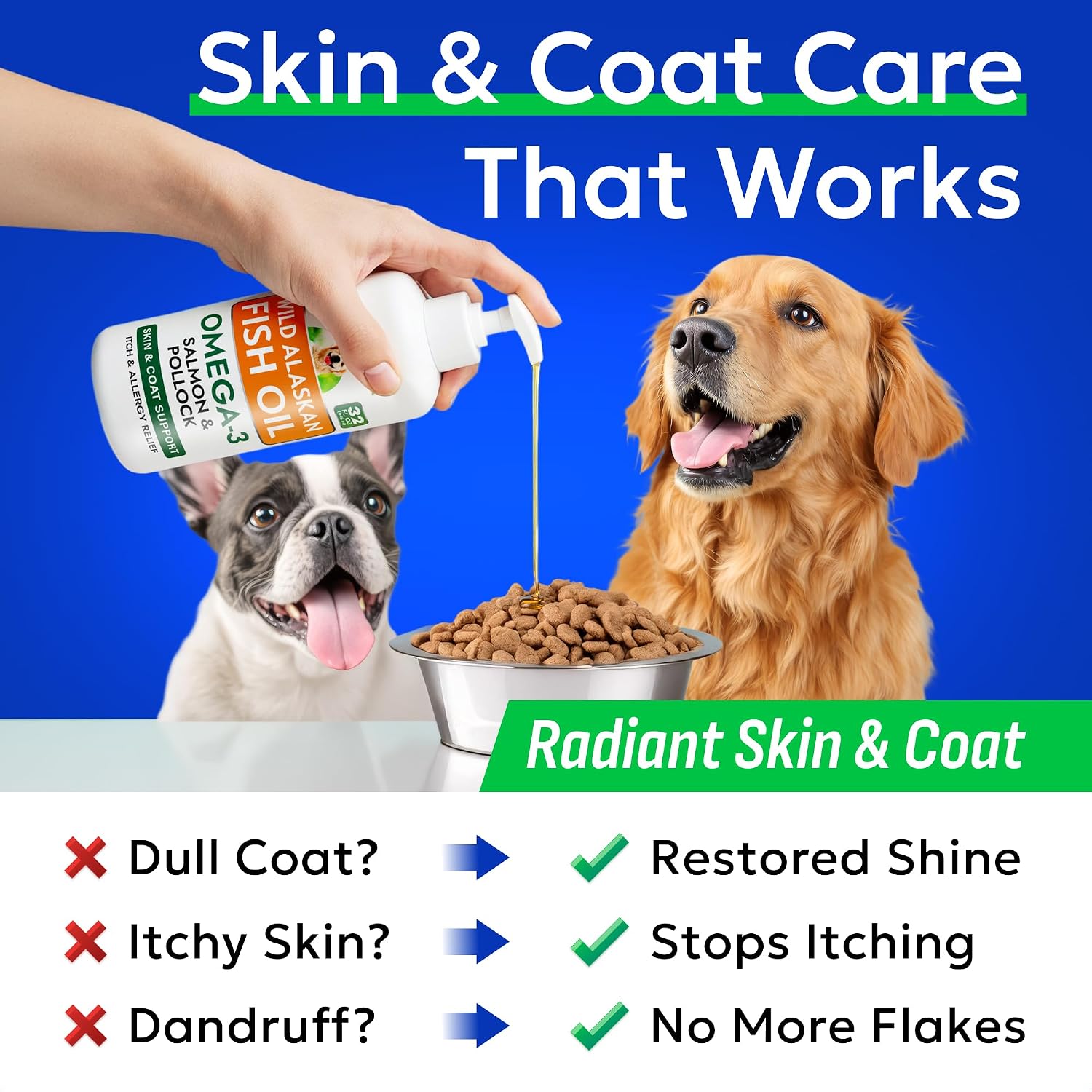 Bark&Spark Aceite de Pescado para Perros - Omega 3 Natural - Apoyo para Piel y Pelaje - Suplemento Líquido para Mascotas - 946 ml (Salmon)