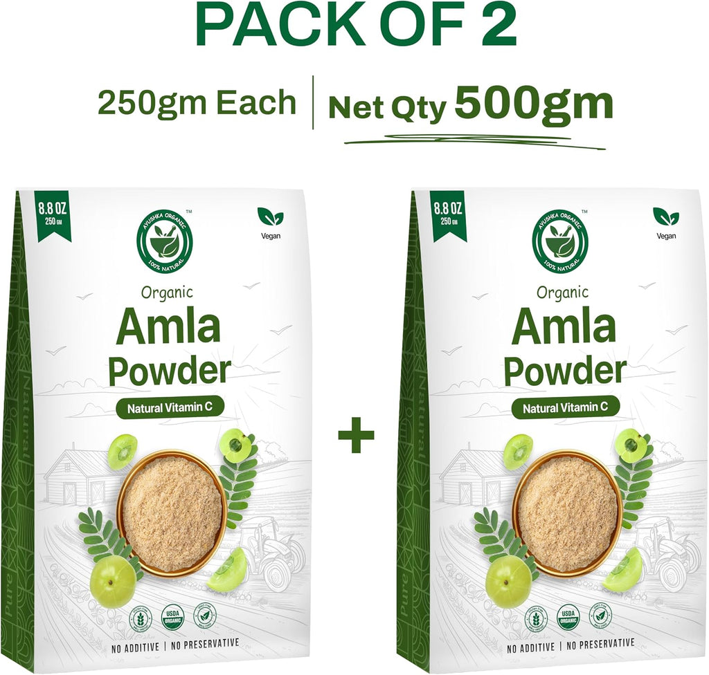 Ayushka Organic Amla Powder (Amalaki) 500g - USDA Organic Indian Gooseberry Powder