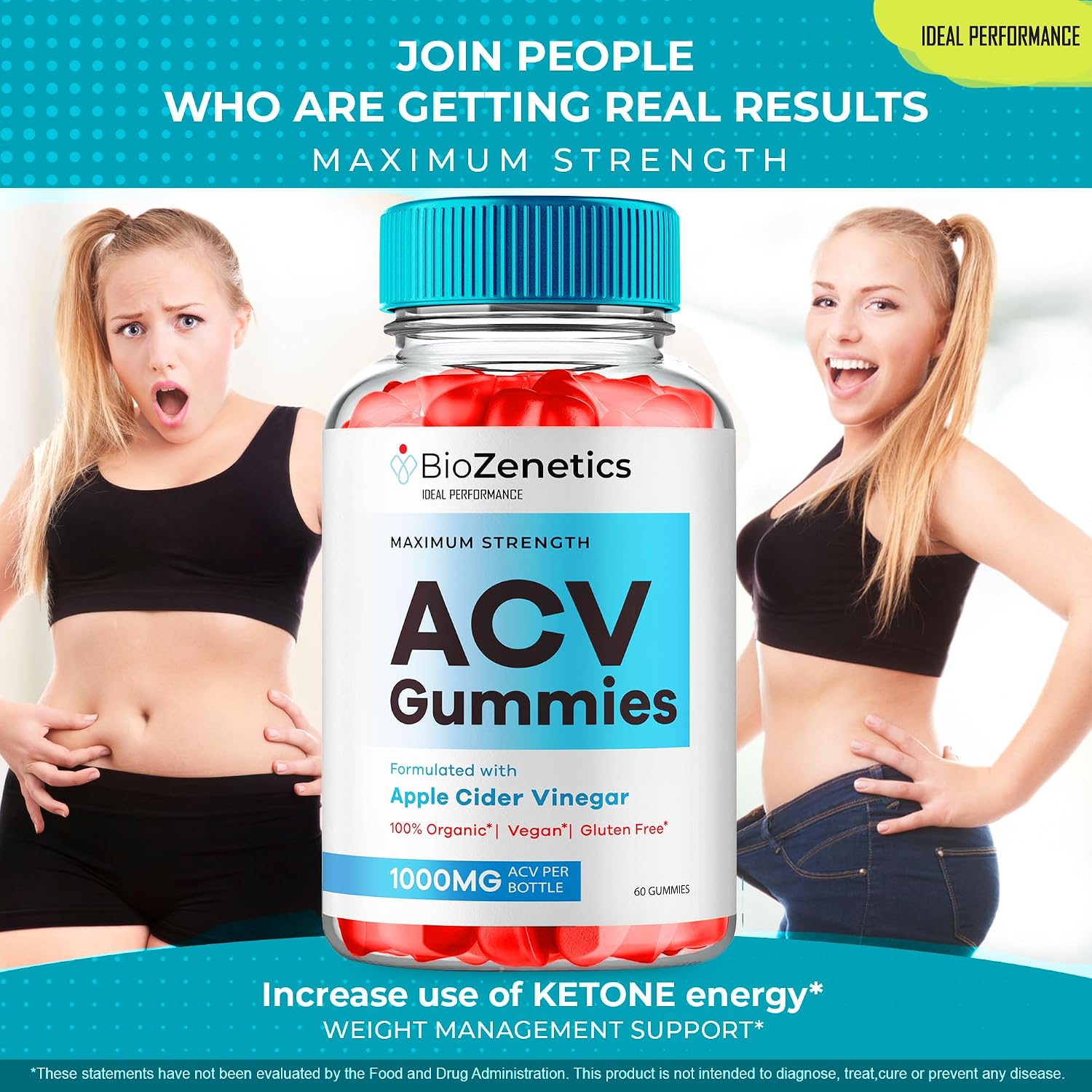 BioZenetics Gummies Keto ACV - Suplemento en Gomitas, Máxima Potencia, 2 Paquetes