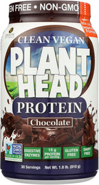 Genceutic Naturals Plant Head Protein - Plant-Based Protein Supplement, Chocolate, 822g