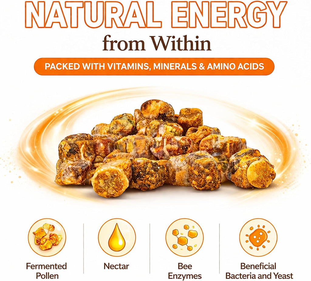 Pan de Abeja Orgánico - Polen Fermentado Natural, Superalimento para Hombres y Mujeres