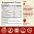 Gominolas de Benfotiamina 500mg – Complejo B con Magnesio – Vegano, Sin Azúcar