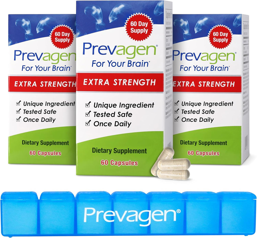 Prevagen Extra Strength - 180 Cápsulas (6 Meses de Suministro) | Formulado para tu Cerebro | 20mg de Apoaequorina más Vitamina D3 con Organizador de Pastillas de 7 Días