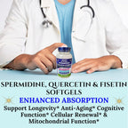 Nikoni Liposomal Spermidina, Quercetina, Fisetina 860mg - Apoyo al Envejecimiento Saludable, Renovación Celular, Función Cognitiva - 60 Cápsulas Blandas