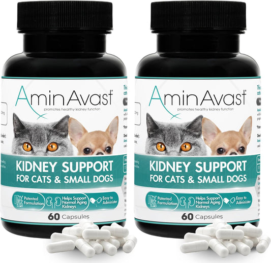AminAvast Kidney Support Supplement for Cats and Small Dogs, 300mg – 60 Cápsulas (2-Pack)