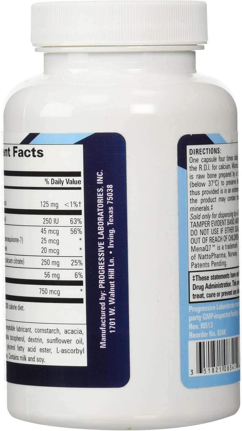 Progressive Labs MCHC with K1 and K2 Supplement, 120 Cápsulas