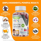 Viteey Gominolas Multivitamínicas para Niños con Probióticos - 60 Gominolas Sabor a Bayas