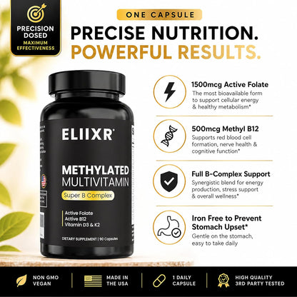 Eliixr Methylated Multivitamin Iron Free – – Vitamina D3 y K2 : la D3 contribuye a la absorción normal del calcio – Image 5