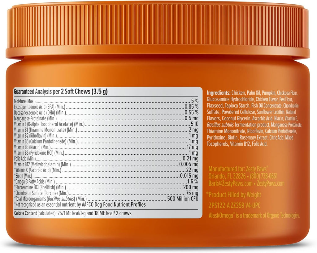 Zesty Paws Multivitamínico para Perros – Snacks masticables con pollo (90 unidades)
